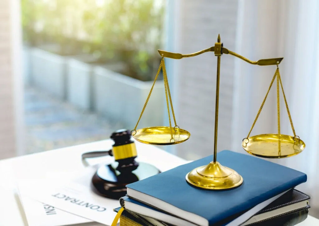 Scales, books, and gavel